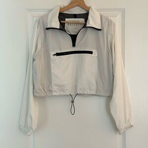 White and Gray Cropped Windbreaker